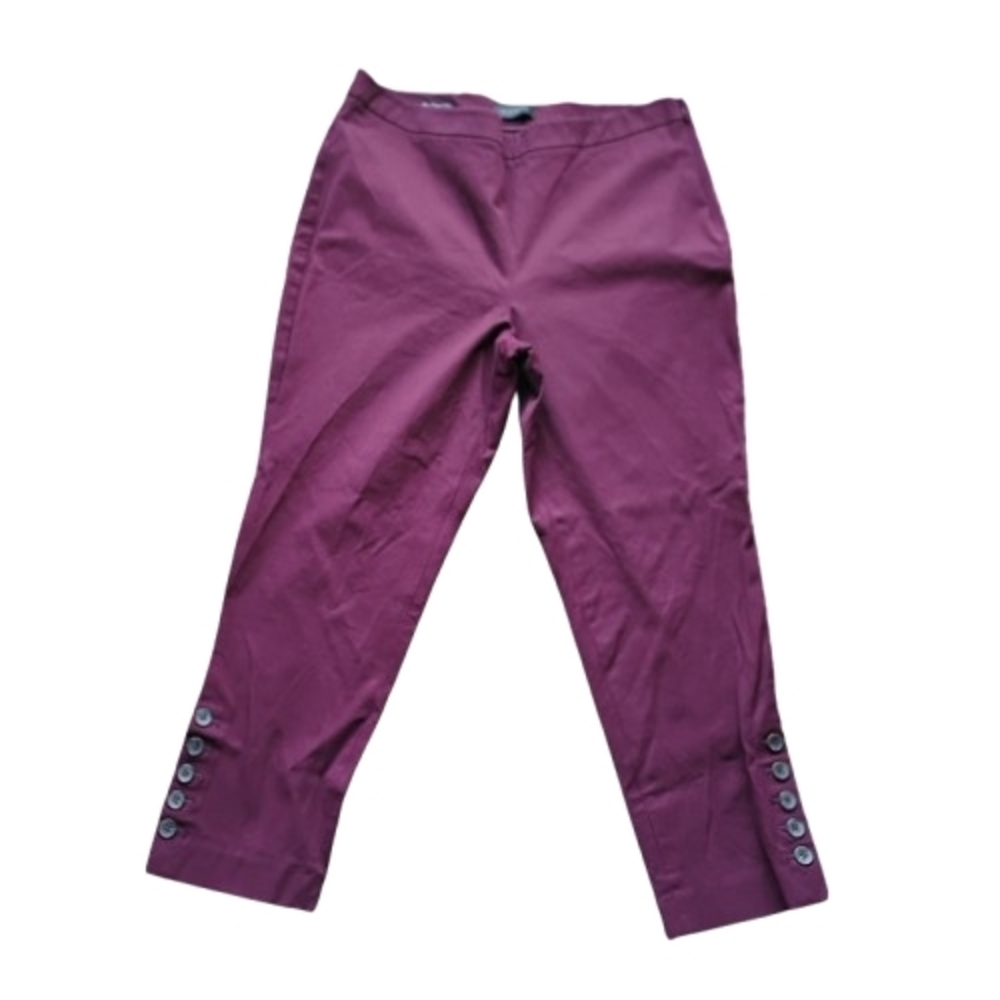NEW Talbots Chatham Ankle Curvy 16P Burgundy Stretch Button‑Hem Pants